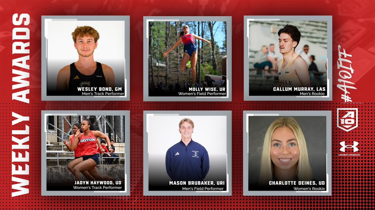 Dayton, George Mason, La Salle, Rhode Island and Richmond earn this week's Under Armour #A10OTF awards!

<a href="/UDWomensTF_XC/">Dayton Women's XCTF</a> | <a href="/GeorgeMasonTFXC/">George Mason TF/XC</a> | <a href="/LaSalle_XCTF/">La Salle XC/Track</a> | <a href="/RhodyMTrack/">Rhody Men's Track</a> | <a href="/RichmondXCTF/">SPIDER XC&TF</a> 

atlantic10.com/news/2025/4/29…
