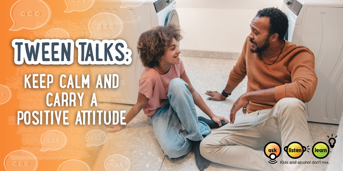 🧘Your attitude sets the stage for any conversation, so when discussing underage drinking with your tween, having a calm and positive attitude is crucial. Here are some strategies for how to stay calm and exhibit positivity during these conversations: asklistenlearn.org/keep-calm/