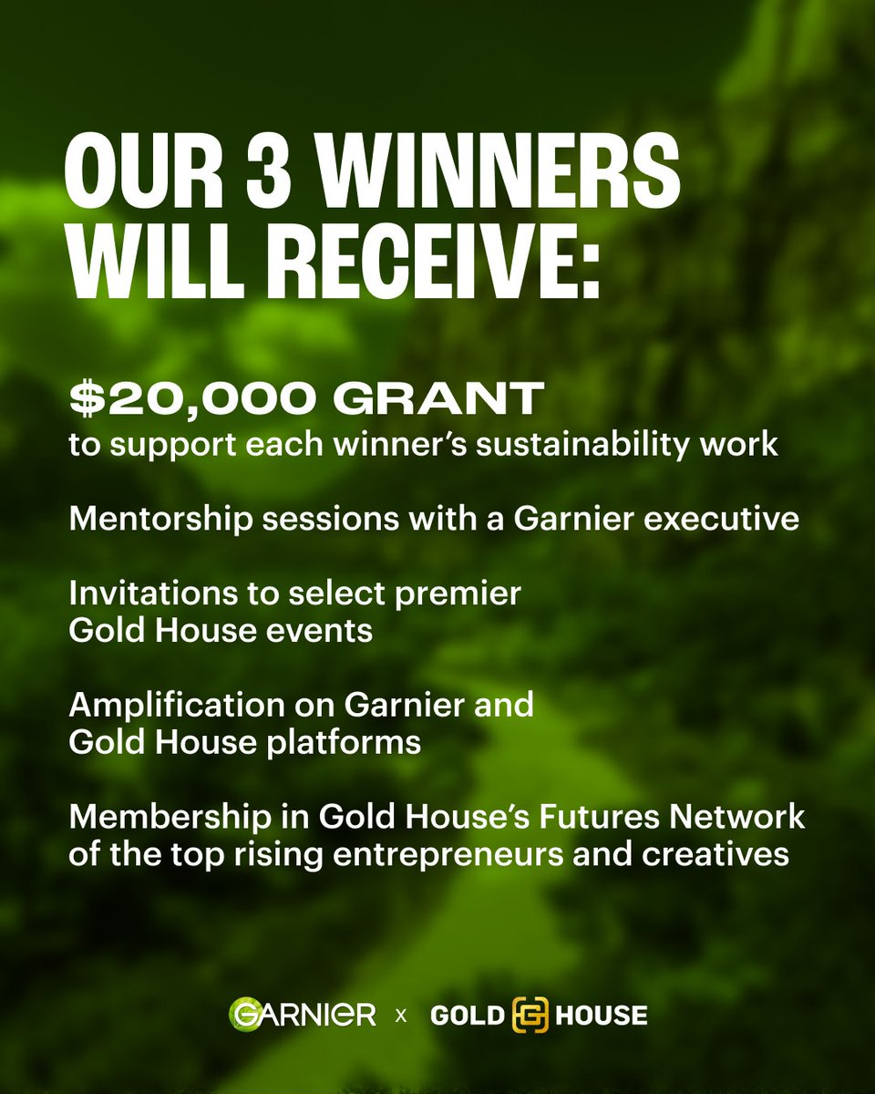 Meet the changemakers shaping a greener future!

In partnership with <a href="/garnierUSA/">Garnier USA</a>, we’re thrilled to announce the recipients of the 2025 #GoldGreenGrant! These leaders are showing the world how sustainability and culture go hand-in-hand.