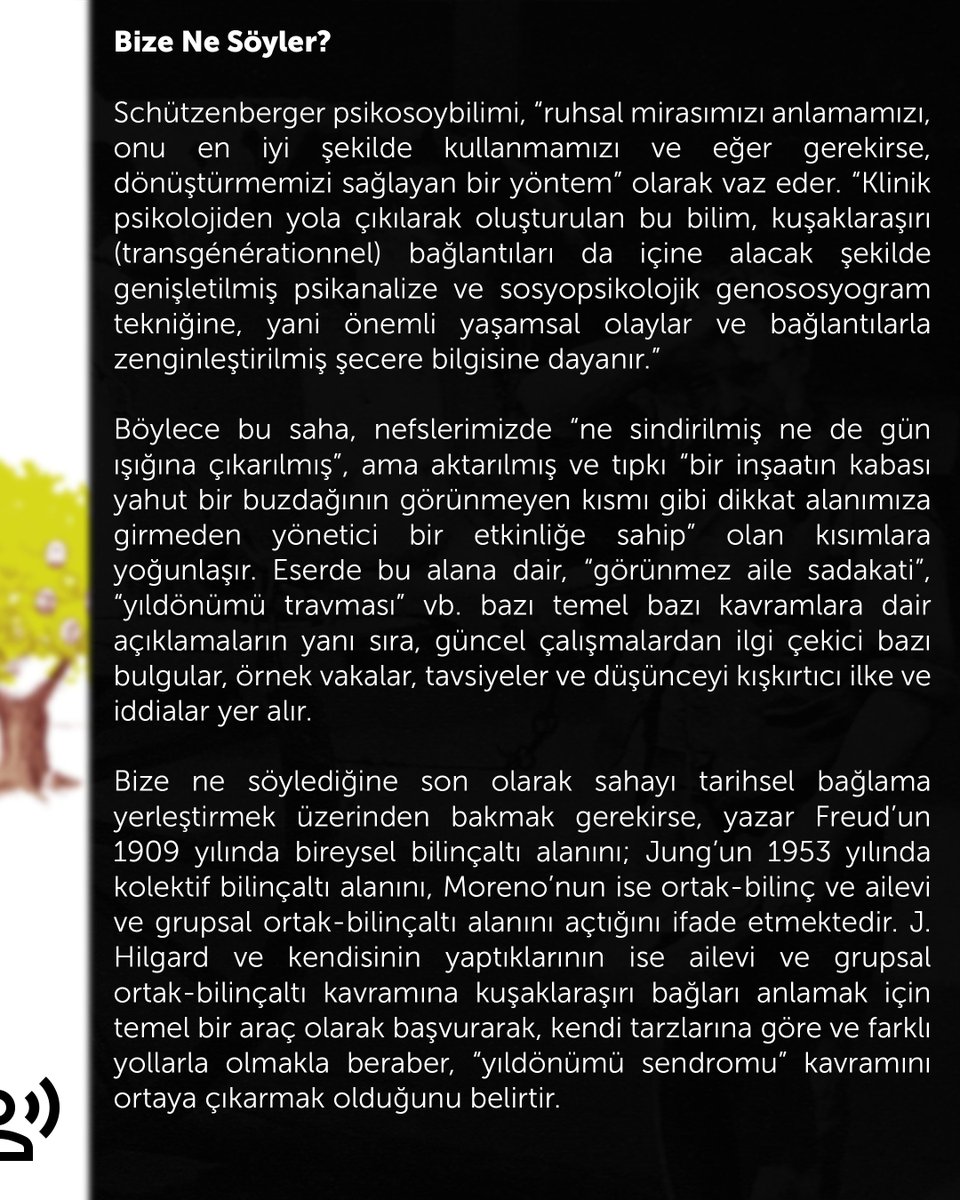 Kamuâlem | Kitap

Psikosoybilim – Aile Yaralarını İyileştirmek ve Kendini Bulmak

(Psychogénéalogie – Guérir Les Blessures Familiales Et Se Retrouver Soi)

Anne Ancelin Schützenberger, Türkiye İş Bankası Kültür Yayınları, 10. Basım.

Neden Seçtik?

“Üstesinden gelinmemiş