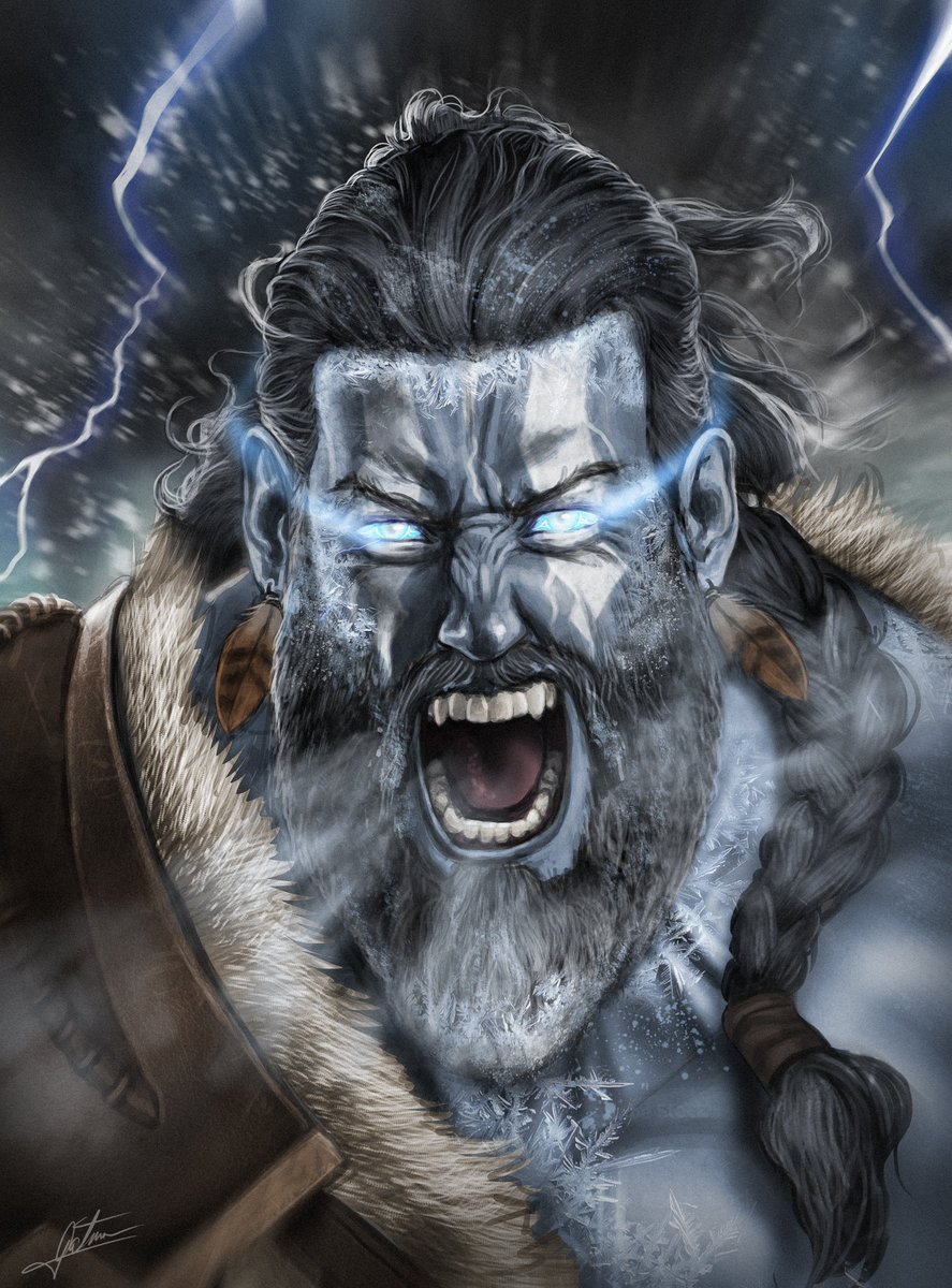 D&amp;D  commission! Haakon Shieldbearer, he's a Goliath and descendant of storm  giants in the D&amp;D universe  I had a lot of fun  painting this portraits, hope you like it 

#rpg #dnd #roleplay #roleplayinggame  #fantasyart #commission #illustration #characterdesig #noaiart #noai