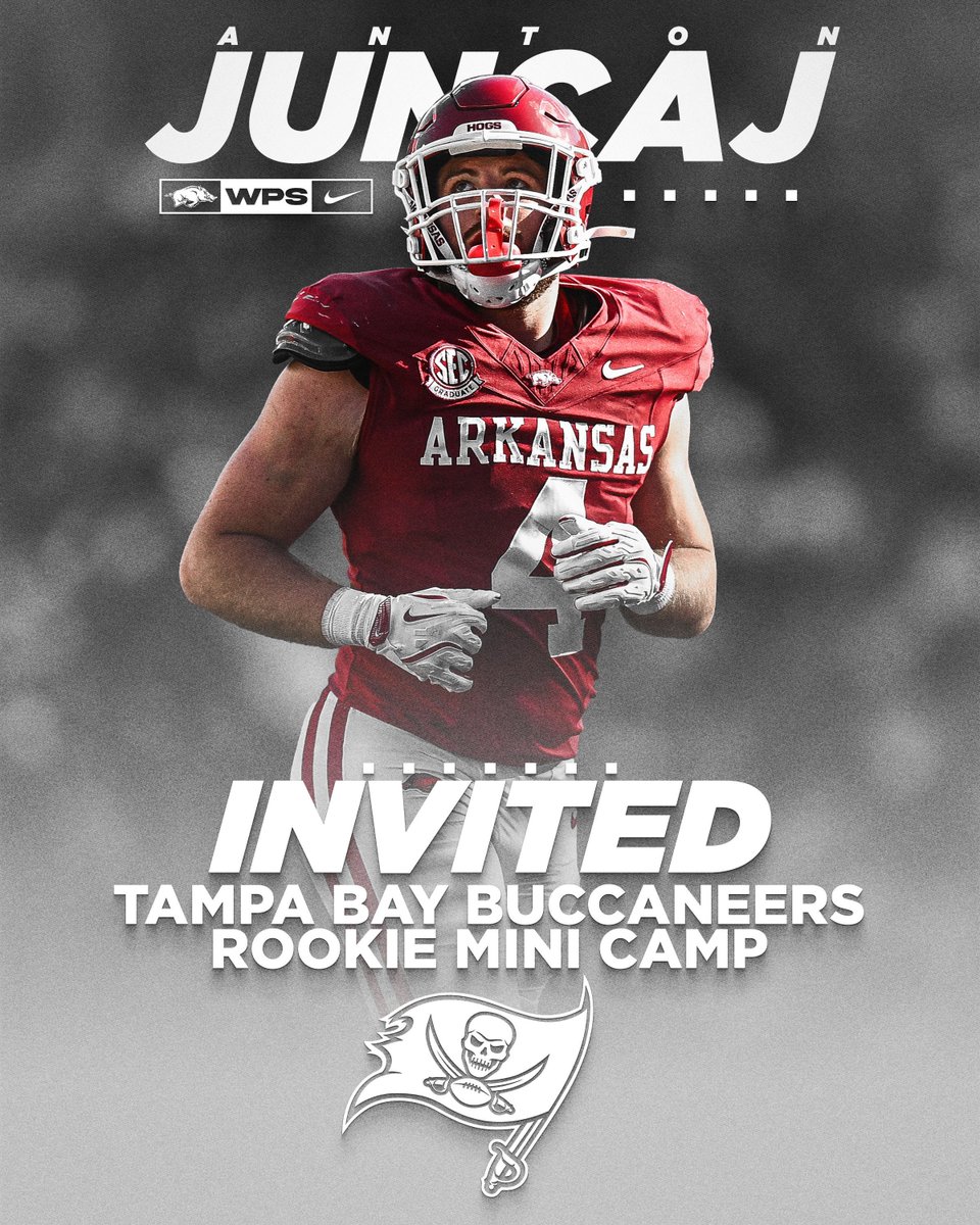 Arkansas Razorback Football (@razorbackfb) on Twitter photo Congrats to <a href="/anton_juncaj4/">Anton juncaj</a> on accepting a camp invite from the <a href="/Buccaneers/">Tampa Bay Buccaneers</a>! #ProHogs 🐗 Congrats to <a href="/anton_juncaj4/">Anton juncaj</a> on accepting a camp invite from the <a href="/Buccaneers/">Tampa Bay Buccaneers</a>! #ProHogs 🐗