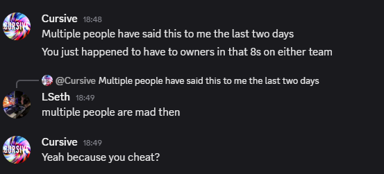 KICKLSeth's tweet image. banni des 8s "3arc" pour cheat, bande de clown 🤡 @CursiveSE