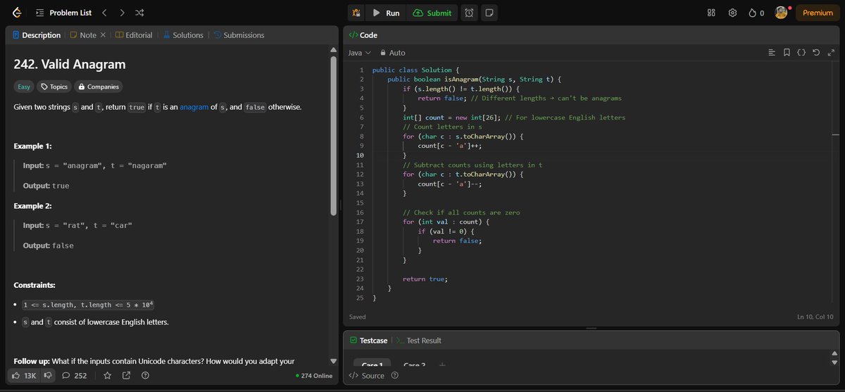 CipherArnav's tweet image. DAY-119 &quot; Valid Anagram &quot;
