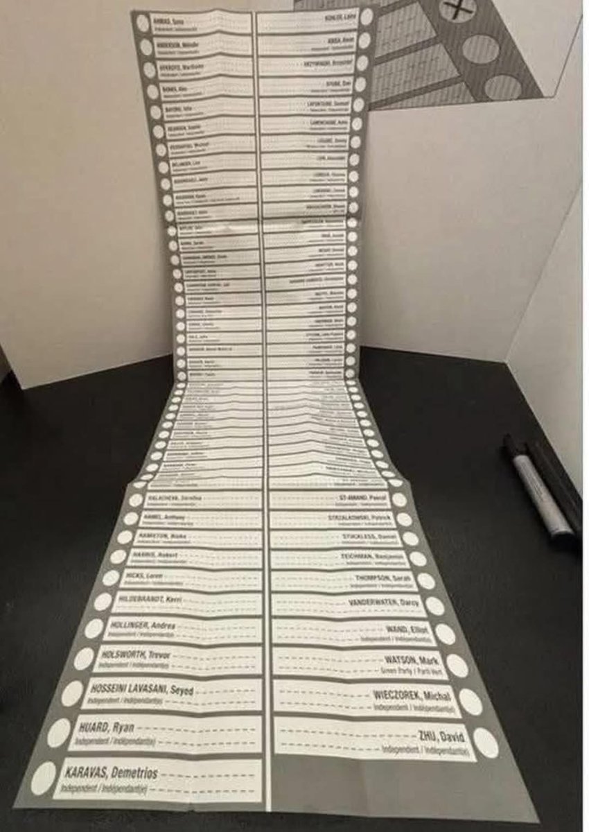 BertaProudDad's tweet image. How did Pierre Poilievre lose Carleton after 20 years?
Over 100 candidates flooded his ballot — mostly no-name independents.
Only in his riding.
Not Carney’s.
Not anyone else’s.

This wasn’t an election.
It was sabotage.
Canadians deserve answers. #cdnpoli