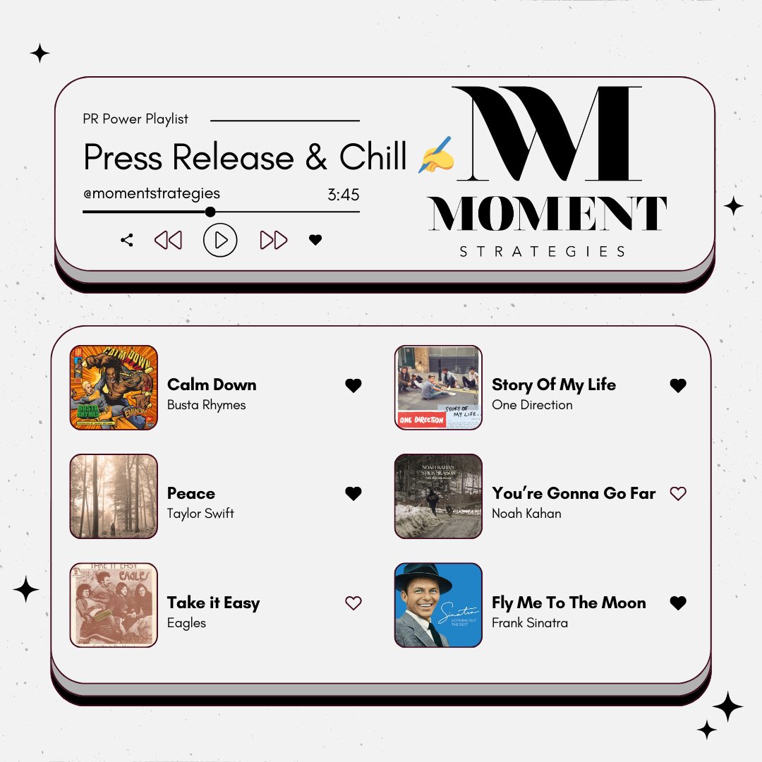 Just a few of the songs that fuel our PR power vibes🎧 What are yours? Let us know!