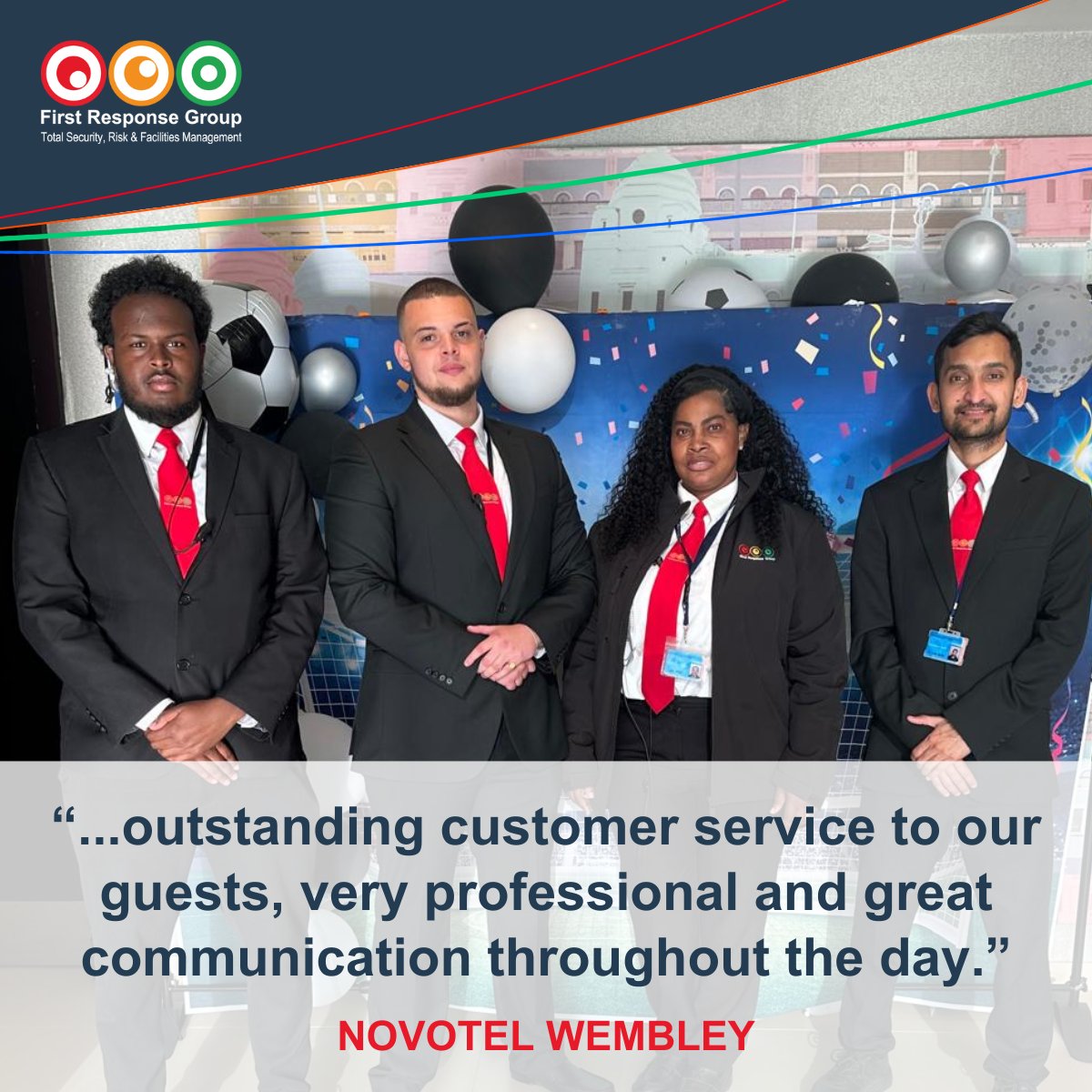 FRG_SECURITY's tweet photo. We were proud to support Novotel Wembley for the first time during the FA Cup semi-finals last weekend, providing a professional team to deliver exceptional guest experience across the hotel.  A huge thank you to our team!  

#TeamFRG #NovotelWembley #SecurityExcellence https://t.co/Tptb116ITm