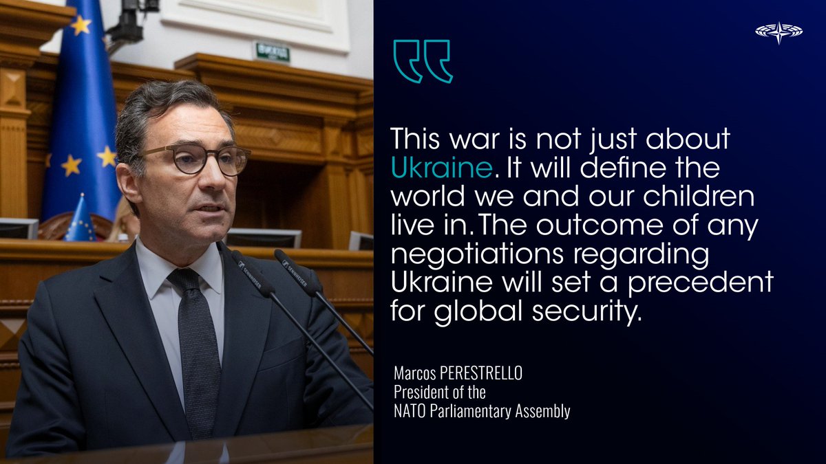 NATO PA / AP-OTAN (@natopapress) on Twitter photo Addressing the Verkhovna Rada of Ukraine today, #NATOPA President <a href="/MarcosPerestre1/">Marcos Perestrello</a> reiterated the Assembly’s unwavering support for 🇺🇦, its sovereignty, territorial integrity, self defence and self determination and stressed that, to be just and lasting, peace must be rooted in Addressing the Verkhovna Rada of Ukraine today, #NATOPA President <a href="/MarcosPerestre1/">Marcos Perestrello</a> reiterated the Assembly’s unwavering support for 🇺🇦, its sovereignty, territorial integrity, self defence and self determination and stressed that, to be just and lasting, peace must be rooted in