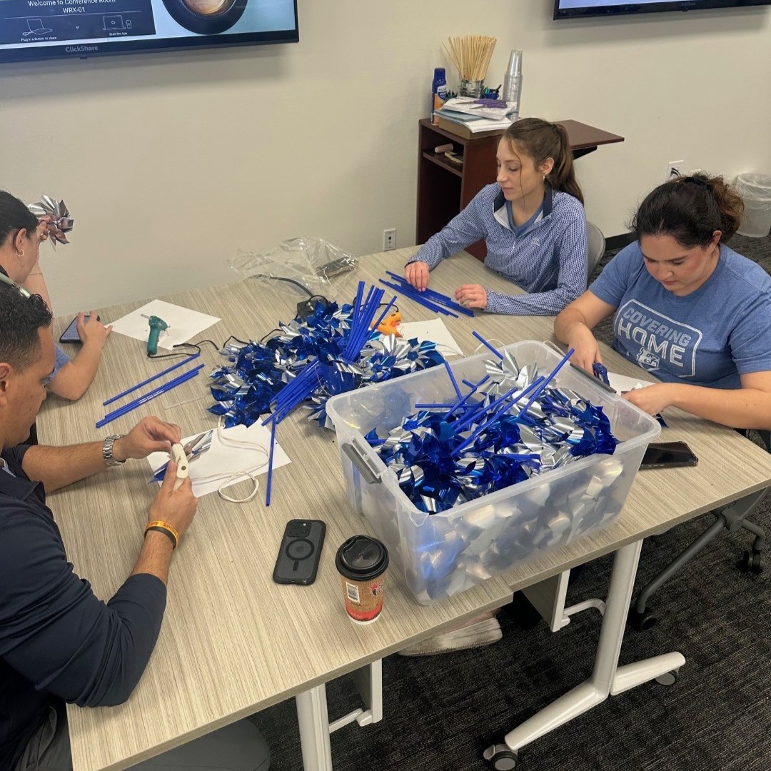 For April's Covering Home, presented by <a href="/Thrivent/">Thrivent</a>, Foundation and <a href="/RRExpress/">Round Rock Express</a> staff members assembled and made pinwheels for the Williamson County Children's Advocacy Center.

All pinwheels were displayed around the community for National Child Abuse Prevention Month.