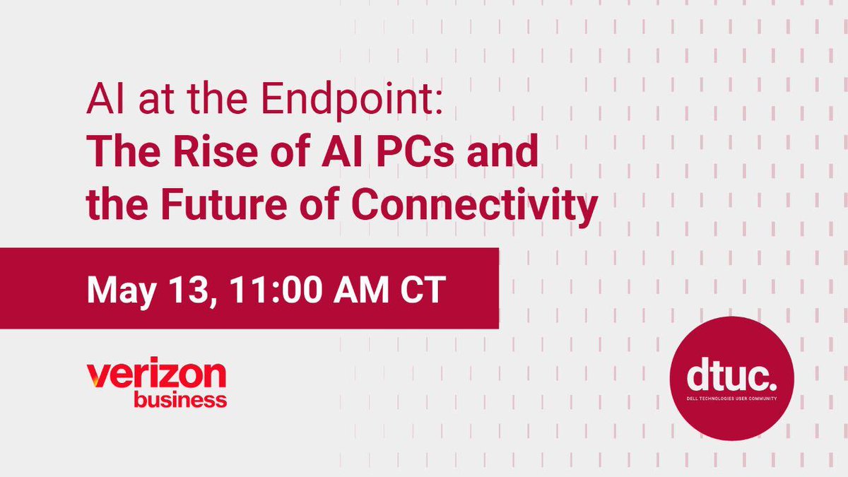 Elevate_Tech_UC's tweet image. REMINDER! Join us for insights from the ESG study on AI PC adoption, featuring experts from Dell Technologies & Verizon Business with ESG's Gabe Knuth. Learn about use cases, risks, and investment trends! Register now: hubs.ly/Q03jbFD-0