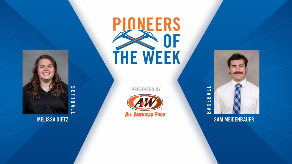 Congrats to the Pioneers of the Week (presented by the Platteville A&amp;W)! #SwingTheAxe
Sam Meidenbauer - <a href="/UWPlattBaseball/">UW-Platteville Baseball</a> 
Melissa Dietz - <a href="/UWPlattSoftball/">UW-Platteville Softball</a> 
#uwp #uwplatteville #platteville