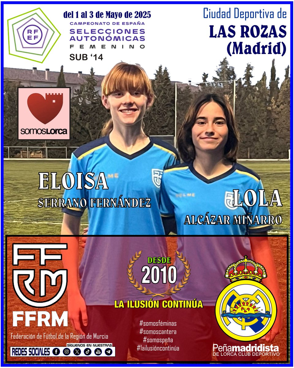 Peña Madridista de Lorca Club Deportivo (@p_madridistacd) on Twitter photo 🏆 FINAL DEL CAMPEONATO DE ESPAÑA
DE SELECCIONES AUTONÓMICAS FEMENINAS
Sub-14 (Plata) <a href="/ffrm_se/">Selecciones FFRM ⚽</a>
LAS ROZAS (Madrid)
⚽️ 1/5/25 SEMIFINAL
⚽️ 3/5/25 FINAL
Eloisa y Lola tratarán junto a sus compañeras de traerse "la Copa"
¡¡SE PUEDE!!
#somosféminas
#somospeña
#lailusióncontinúa 🏆 FINAL DEL CAMPEONATO DE ESPAÑA
DE SELECCIONES AUTONÓMICAS FEMENINAS
Sub-14 (Plata) <a href="/ffrm_se/">Selecciones FFRM ⚽</a>
LAS ROZAS (Madrid)
⚽️ 1/5/25 SEMIFINAL
⚽️ 3/5/25 FINAL
Eloisa y Lola tratarán junto a sus compañeras de traerse "la Copa"
¡¡SE PUEDE!!
#somosféminas
#somospeña
#lailusióncontinúa