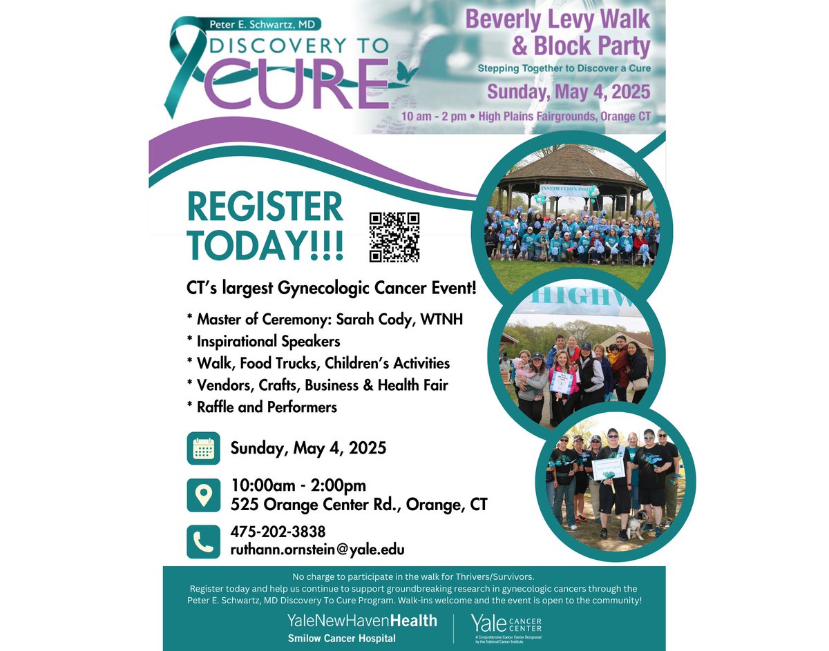 Smilow Cancer Hospital (@smilowcancer) on Twitter photo Join us for the Peter E. Schwartz, MD #DiscoverytoCure Beverly Levy Walk & Block Party!
🗓️Sunday, May 4
🕙10am-2pm
📍High Plains Fairgrounds, Orange
🚶♀️4agc.com/landing/beverl…
<a href="/YaleCancer/">Yale Cancer Center</a> <a href="/YaleMed/">Yale School of Medicine</a> <a href="/YNHH/">Yale New Haven Hosp</a> <a href="/YaleObGynRes/">Yale ObGyn Residents</a> Join us for the Peter E. Schwartz, MD #DiscoverytoCure Beverly Levy Walk & Block Party!
🗓️Sunday, May 4
🕙10am-2pm
📍High Plains Fairgrounds, Orange
🚶♀️4agc.com/landing/beverl…
<a href="/YaleCancer/">Yale Cancer Center</a> <a href="/YaleMed/">Yale School of Medicine</a> <a href="/YNHH/">Yale New Haven Hosp</a> <a href="/YaleObGynRes/">Yale ObGyn Residents</a>