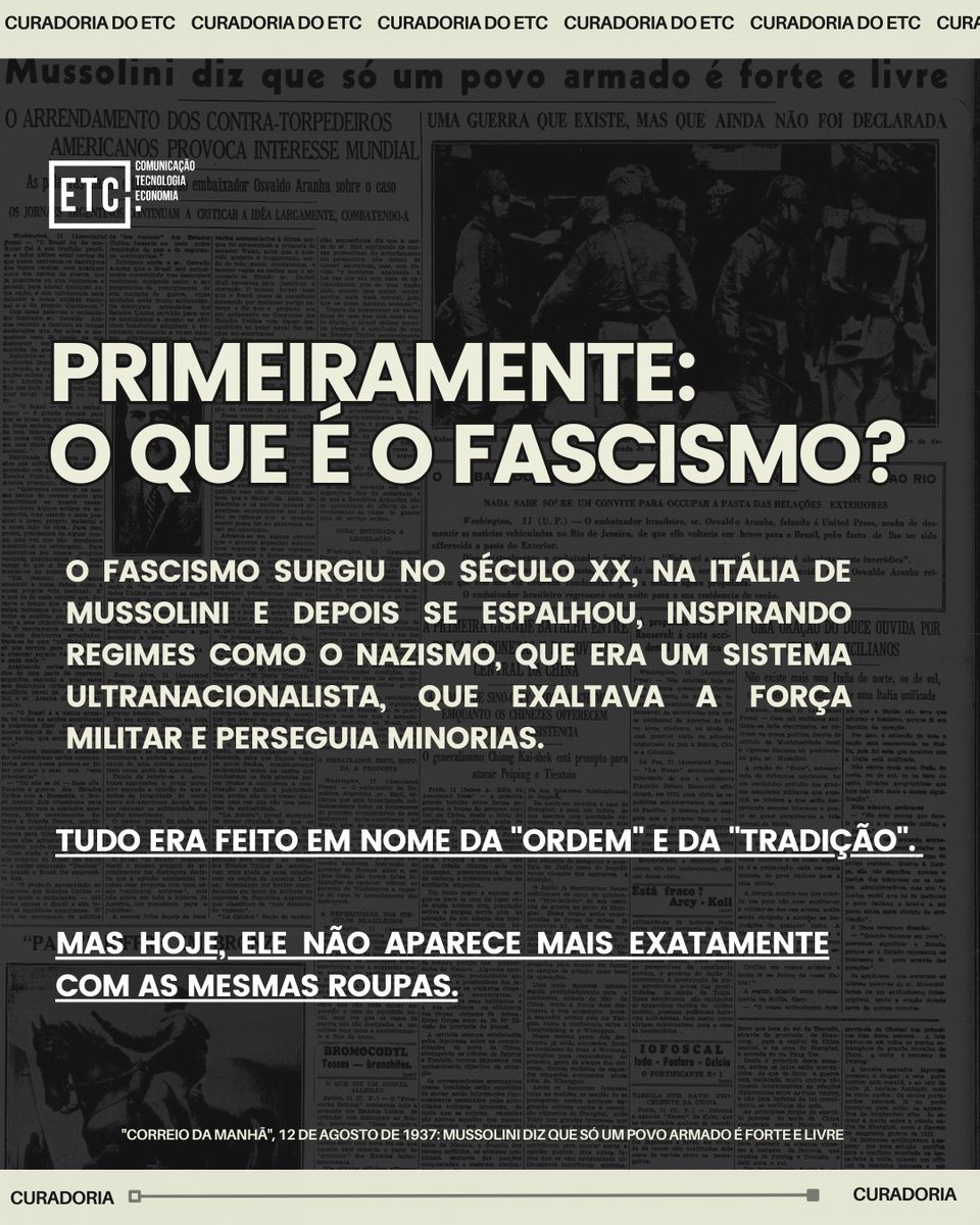 etcufma's tweet photo. O fascismo da contemporaneidade não veste mais uniforme, mas carrega os mesmos ideais autoritários do passado — camuflados em discursos sobre liberdade, tradição e segurança. https://t.co/aYdtocgFqZ