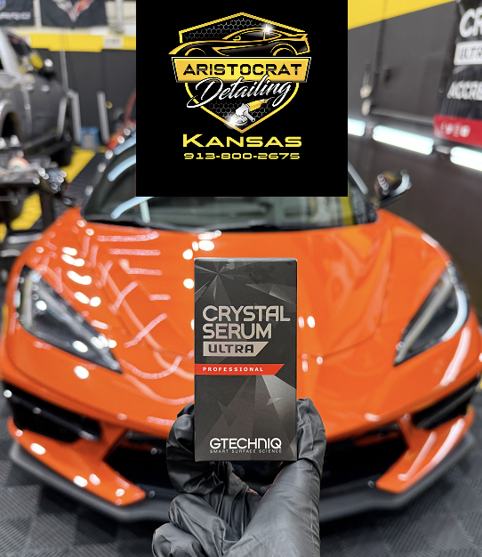 aristocratKS's tweet photo. Starting off the day coating this beautiful C8 Corvette with Gtechniq's Crystal Serum Ultra. ☀️

#smallbusiness #ceramiccoating #paintcorrection #ppf #windowtint #kansascity #corvette #c8corvette #corvettestingray #gtechniq #detailers https://t.co/n5BTUpiIXx