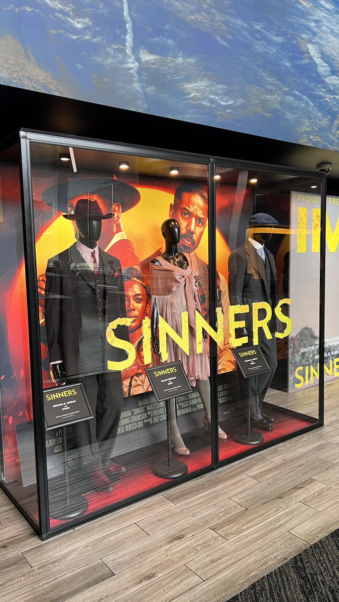 beccasupreme's tweet photo. I saw “Sinners” yesterday in IMAX 70mm and they had the clothes from the film right by the door. Very cool. https://t.co/RZqMVbOayq