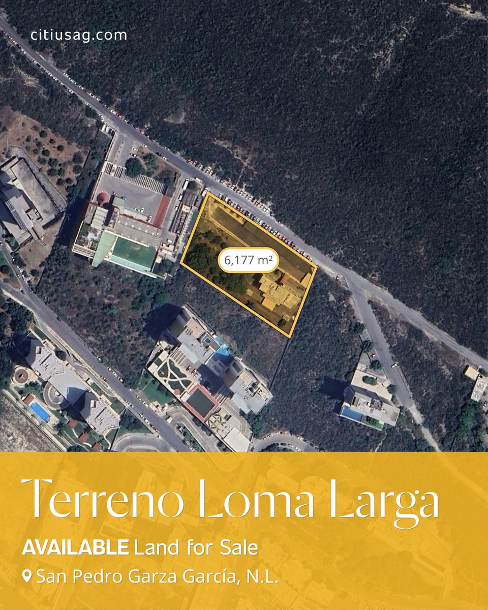 Loma Larga Land with 6,177m² of available land for sale in San Pedro Garza García, N.L. This exceptional location presents a unique opportunity for development in a prime location.​

Contact us for further details.​

#RealEstate #CitiusAG #CorporateRealEstateAdvisors #SPGG #Land
