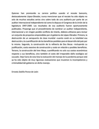 LSofiaDim's tweet photo. Contesta el presidente Zedillo y le vuela todos los dientes a la presidenta y deja sobre la mesa algo.

El FOBAPROA se puso a revisión por auditores internacionales, en cambio ni el Tren Maya, ni la Refinería y mucho menos el AIFA tienen cuentas claras.

¿Quien es el corrupto? https://t.co/eneyUsj1nu