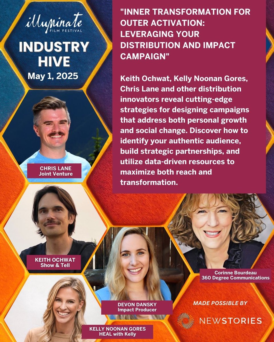Register for our Thursday, May 1 #IndustryHIVE panel with <a href="/KellyGores/">Kelly Gores</a>, Chris Lane, Keith Ochwat, Devon Dansky and Corinne Bourdeau to discover distribution strategies that transform both viewers AND society.   
Secure your spot: illuminatefilmfestival.com/industry-hive/