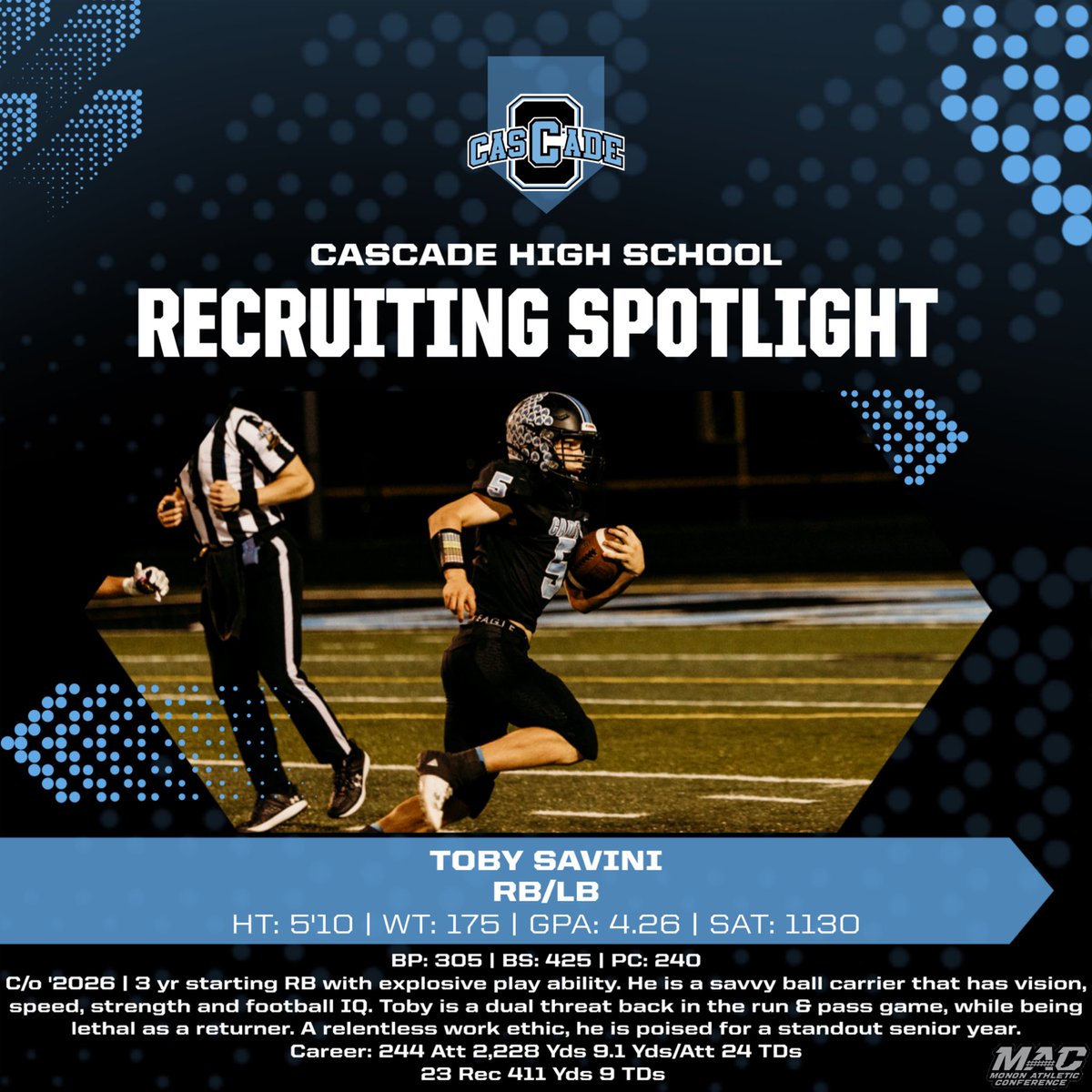 C/o 2026 Recruiting Spotlight

Toby Savini #5

Twitter: <a href="/toby_savini5/">Toby Savini</a> 
HUDL: hudl.com/video/3/162371…

#RecruitCadets