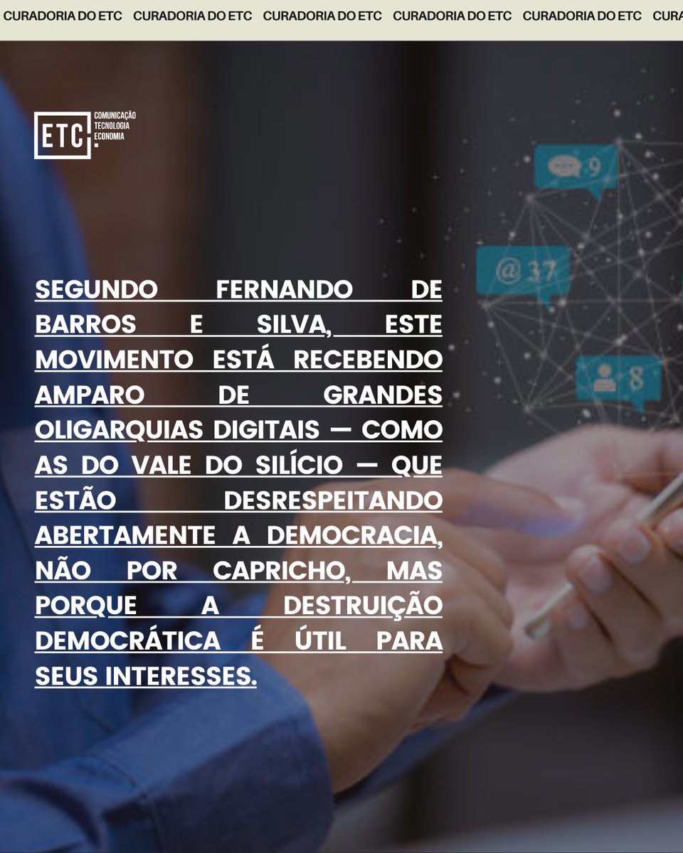 etcufma's tweet photo. A ascensão da extrema direita, o avanço do neoliberalismo e a atuação das grandes oligarquias digitais nos mostram que a destruição da democracia não é um acidente, mas uma estratégia. https://t.co/EYDeH5x19Q