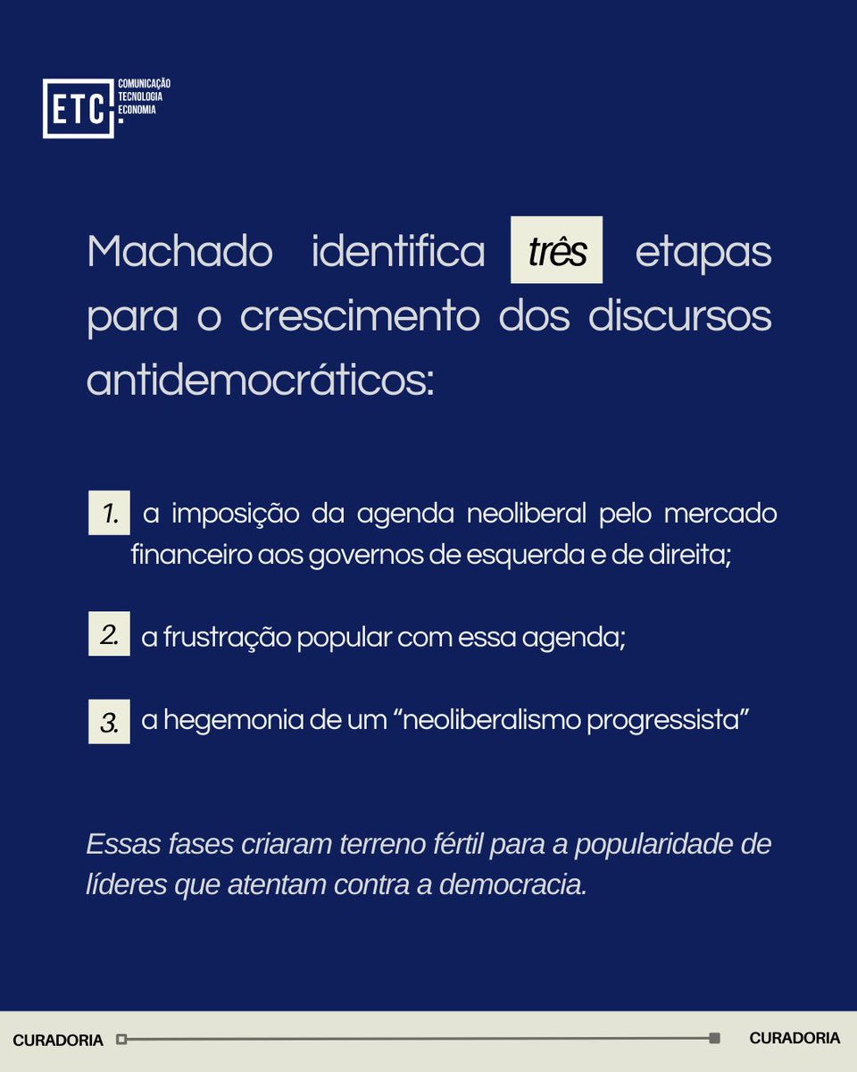 etcufma's tweet photo. A ascensão da extrema direita, o avanço do neoliberalismo e a atuação das grandes oligarquias digitais nos mostram que a destruição da democracia não é um acidente, mas uma estratégia. https://t.co/EYDeH5x19Q