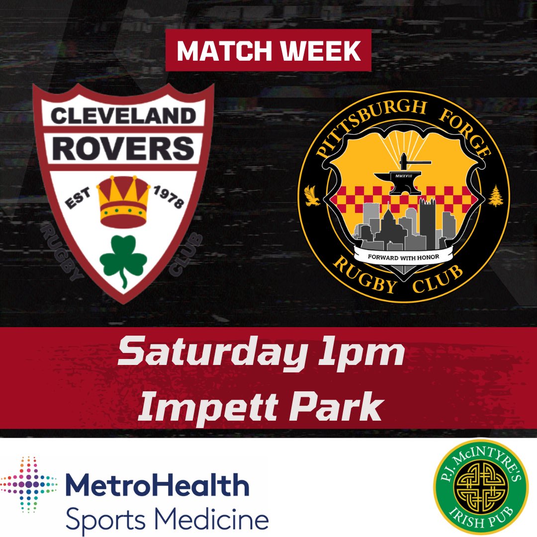 The Rovers have another home match this weekend. Pitt Forge is coming to town and they’re bringing two sides. The first kickoff will be at 1pm. The second match to follow. Get out to practice this week, Tuesday and Thursday from 6-8pm, to get prepared for a Saturday of rugby