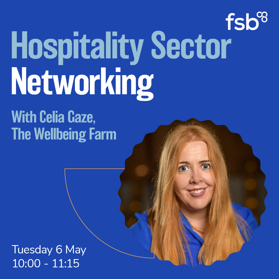 If you are a small biz &amp; part of the UK’s very important hospitality sector then why not join us for our special FSB networking designed just for you?

 👉 To register and get full info visit -  go.fsb.org.uk/4iGjPZb
 📅 Tuesday 6 May
 🕙 10.00am – 11.15am
 🗺 Online/Virtual