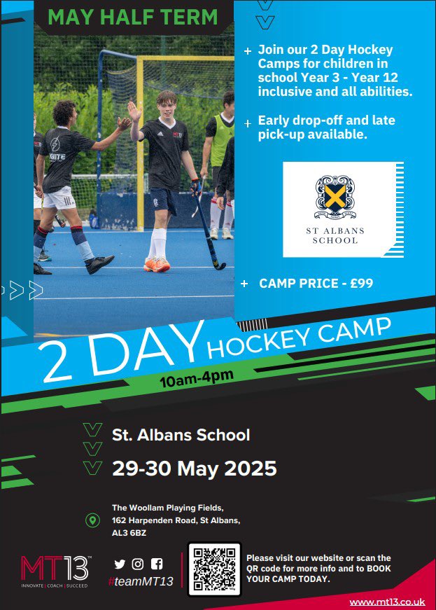 Happy to promote the <a href="/MT__13/">MT13</a> Maybhalf term hockey camp at Woollams. See flyer for booking details. <a href="/BWPSchool/">Beechwood Park School</a> <a href="/aldwickbury/">Aldwickbury School</a> <a href="/EdgeGrove/">Edge Grove Preparatory School</a> <a href="/HHC_juniors/">HarpendenHC juniors</a> <a href="/StAlbansHC/">S.A.H.C.</a>