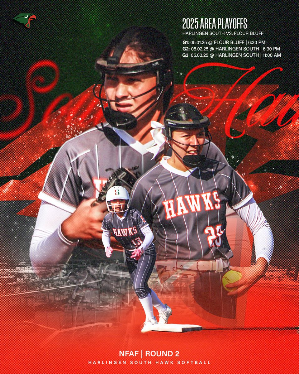 🚨5A-I SOFTBALL AREA PLAYOFFS🚨

Flour Bluff vs. Harlingen South

Best 2-of-3 Series:
G1: Thurs. 6:30 PM @ Flour Bluff
G2: Fri. 6:30 PM @ Harlingen South
G3: Sat. 11 AM @ Harlingen South (if nec.)