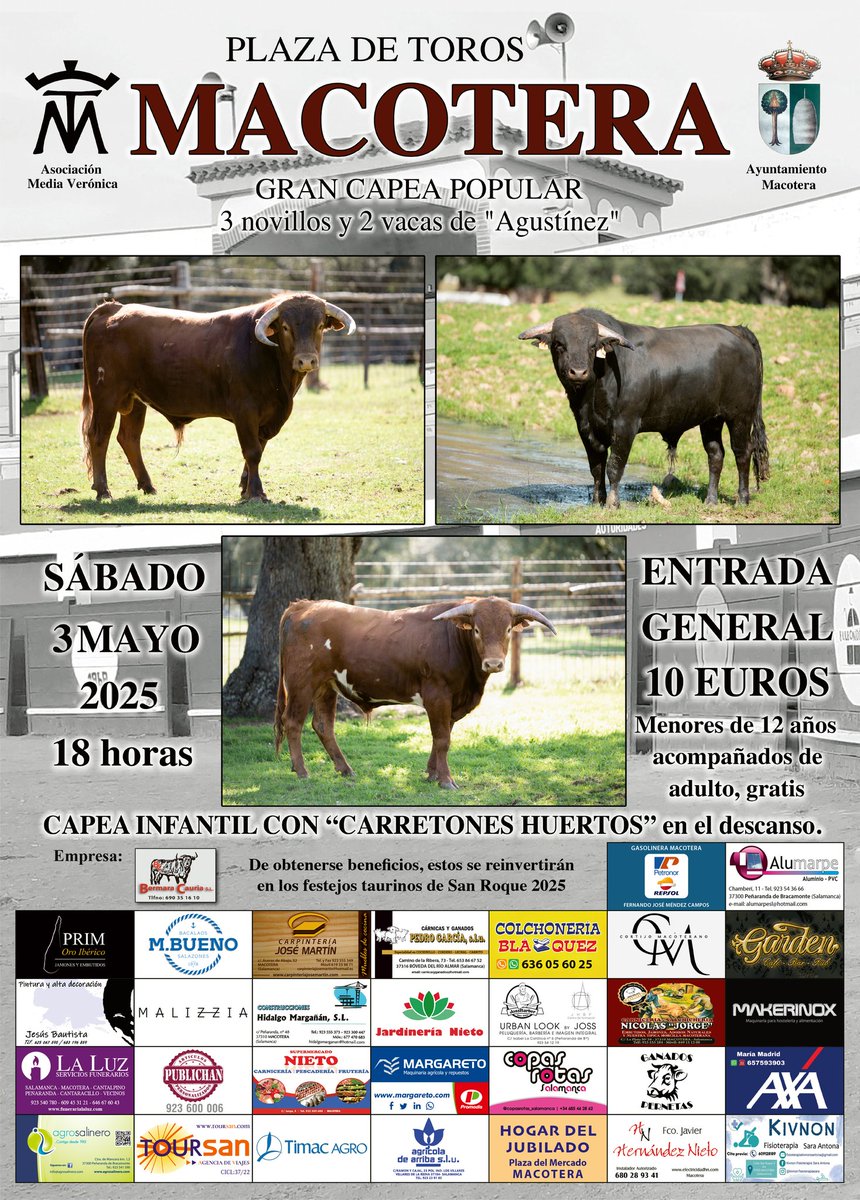 ¡4 días! Eso es lo que queda para la capea popular del sábado en Macotera. 
Como en años anteriores, habrá servicio de barra de bar.

¡Entradas a precio popular! ¡Todos a los toros!