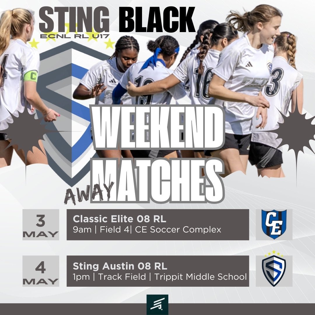 Sting 08 Black ECNL RL (@ecnl_rl_08) on Twitter photo 🚗 south on 35 this weekend -> matches in San Antonio & Austin!!! Come 👀 us Play!!
<a href="/tomas_boyle5/">Tomás Boyle</a> <a href="/DylanAsher_2/">Dylan Asher</a> <a href="/StingSoccerClub/">Sting Soccer Club</a> <a href="/ImYouthSoccer/">ECNL/GA/Recruiting/College Soccer</a> <a href="/PrepSoccerTX/">Prep Soccer Texas</a> 🚗 south on 35 this weekend -> matches in San Antonio & Austin!!! Come 👀 us Play!!
<a href="/tomas_boyle5/">Tomás Boyle</a> <a href="/DylanAsher_2/">Dylan Asher</a> <a href="/StingSoccerClub/">Sting Soccer Club</a> <a href="/ImYouthSoccer/">ECNL/GA/Recruiting/College Soccer</a> <a href="/PrepSoccerTX/">Prep Soccer Texas</a>