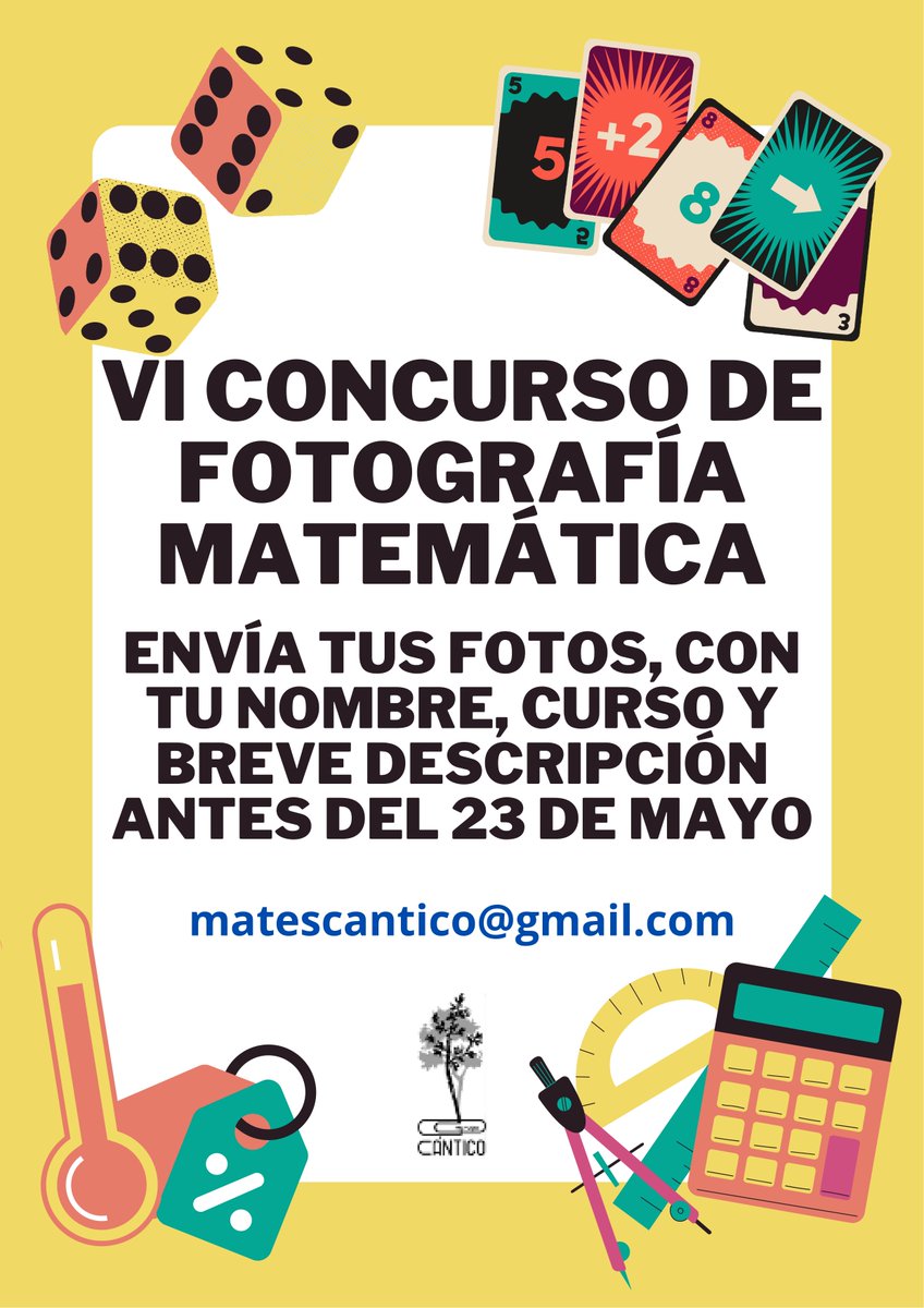 VI CONCURSO DE FOTOGRAFÍA MATEMÁTICA
Desde hace algunos años, en nuestro instituto celebramos un concurso de fotografía matemática en el que puede participar toda la comunidad educativa. Hay que enviar por correo electrónico una foto a la cuenta matescantico@gmail.com