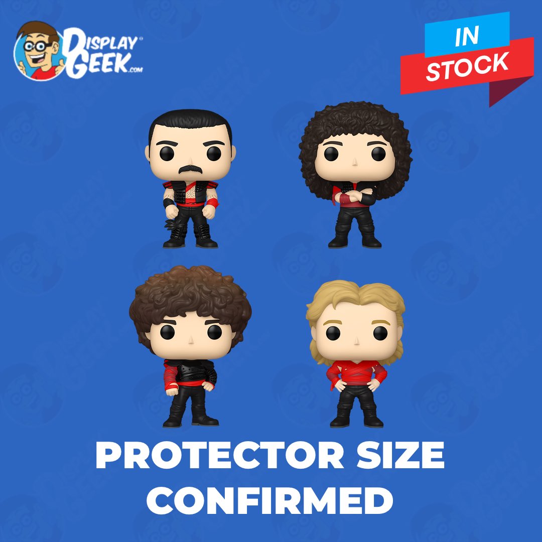 Protector size confirmed and in stock: Pop! Rocks Queen Radio Gaga 4-Pack (Now in 0.60mm!) 

Get yours here: displaygeek.com/products/4-pac…
