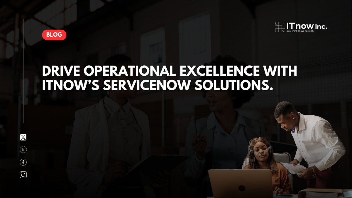 itnowinc's tweet photo. 🚀 Unlock Operational Excellence with ITnow’s ServiceNow Solutions – Automate, streamline, and thrive! 💼
🔗 https://t.co/QqYmkYyF7B
#ServiceNow #OperationalExcellence #ITSM #Automation #BusinessGrowth #Efficiency #ITnow https://t.co/wFLImWqyC9
