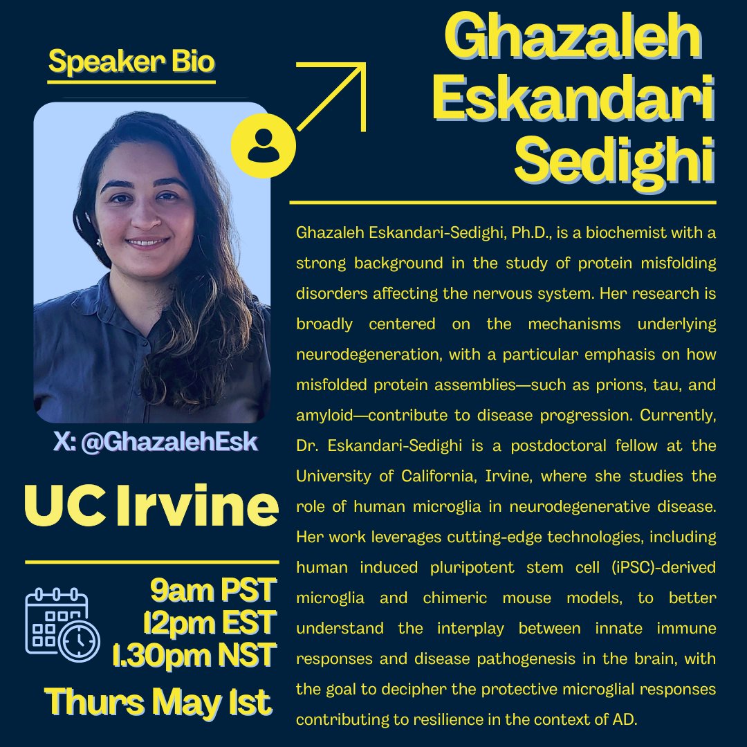 Meet our first speaker 🗣️ Ghazaleh will be presenting at our webinar THIS Thursday! You can register here: zoom.us/webinar/regist…

And remember, you can stay up to date on webinars, events, and more by subscribing to our mailing list: forms.gle/CJEGWiQ8SvkZ2d…