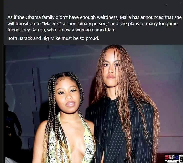 Malia is now Maleek a non- binary person and she plans to marry her friend Joey Barton who is now's women named Jan. 
#HIAW🇺🇸🇺🇸🇺🇸