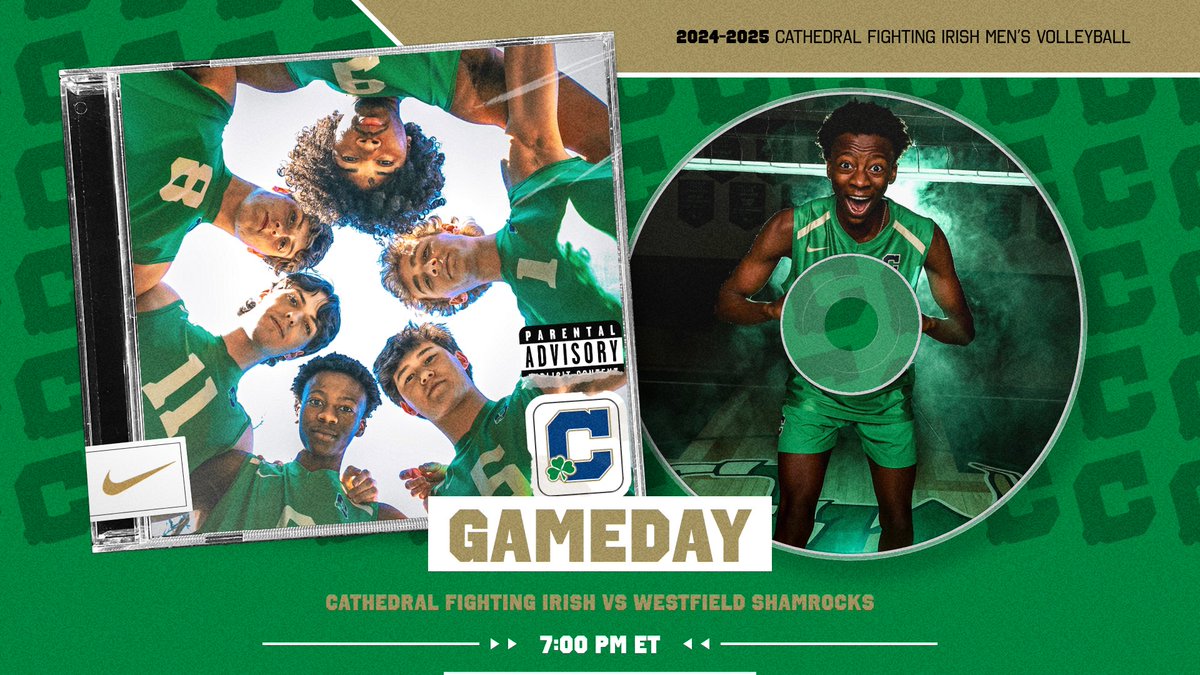 🏐It's MATCH DAY! Your Fighting Irish welcome the Westfield Shamrocks to Cathedral for tonight's showdown at 7:00 PM ET! Be there and be LOUD!☘️