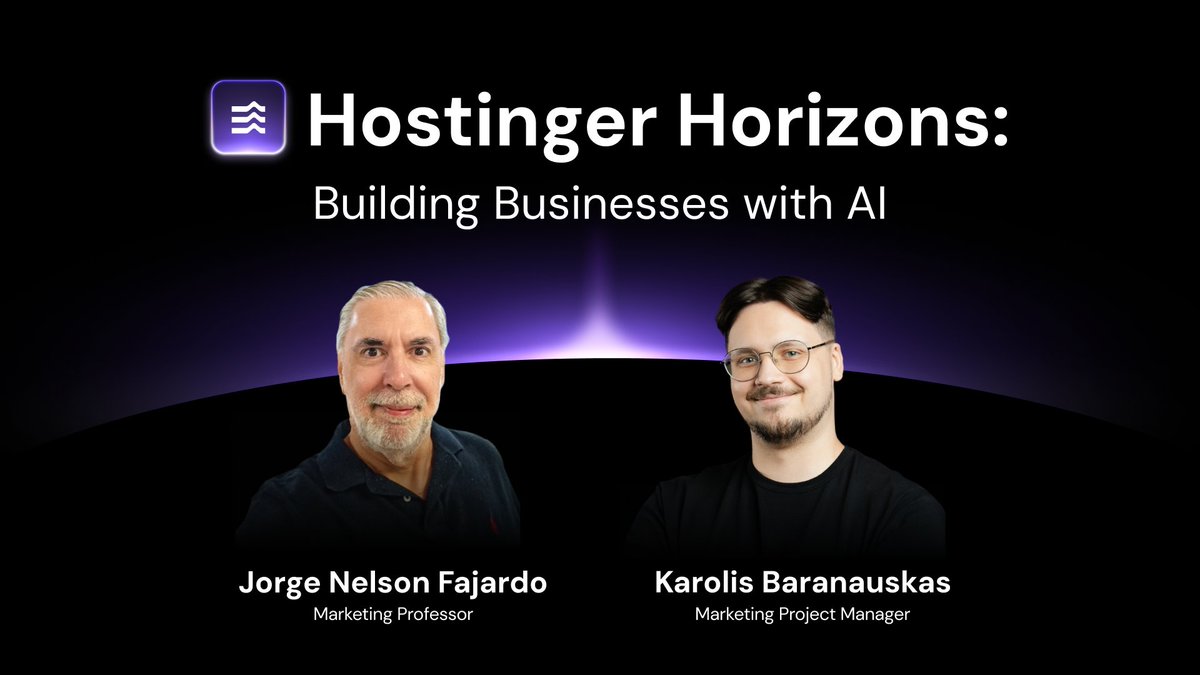 What happens when smart ideas meet smarter tools? 🧰

Join the live Hostinger Horizons event for an interactive session where we’ll build a business using AI. Featuring special guest Marketing Professor from Argentina - Jorge Nelson Fajardo - who’ll show how tech and creativity