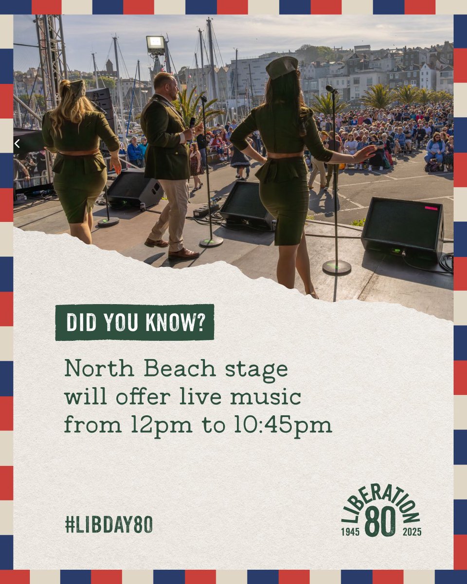 Did you know that North Beach will be home to a variety of music all afternoon and evening this Liberation Day? 🎶
 
You can find the full music lineup on our website under the event programme!
 
#LibDay80 #Music