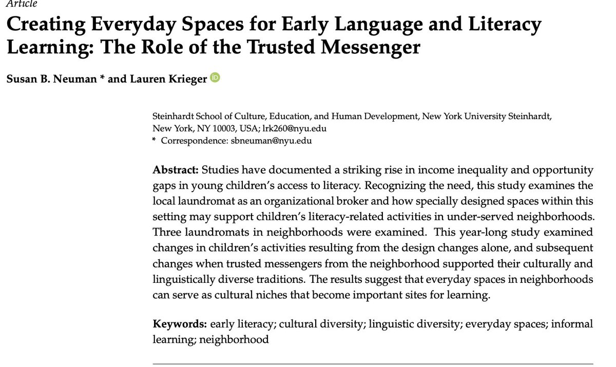 We're thrilled to share our article on "Creating everyday spaces for literacy learning" and the important role of the trusted messenger in local communities. It demonstrates how volunteers can create culturally and linguistically responsive activities for young children