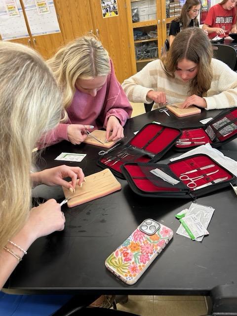SouthernKYAHEC's tweet photo. Jake visited the Laurel County Center for Innovation (CFI) in Kentucky, where he delivered an in-depth presentation on suturing techniques to Mrs. Dagley's 9th–12th grade students, offering them valuable hands-on experience in clinical medical procedures. https://t.co/vFtGH8FuHT