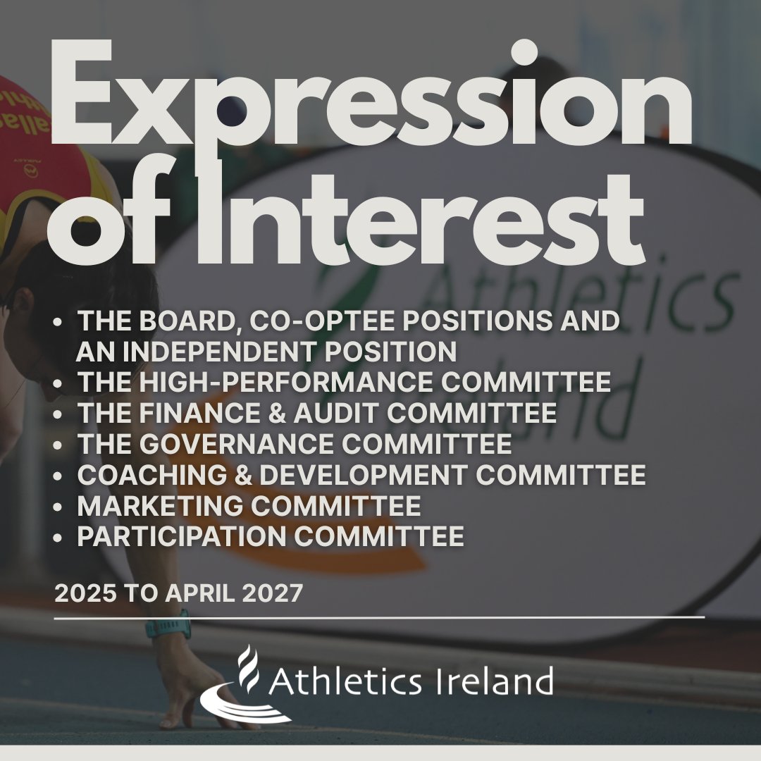 Athletics Ireland (@irishathletics) on Twitter photo ๐๐ญ๐ก๐ฅ๐๐ญ๐ข๐๐ฌ ๐๐ซ๐๐ฅ๐๐ง๐ ๐๐จ๐๐ซ๐ ๐๐๐๐ค๐ฌ ๐๐ฑ๐ฉ๐ซ๐๐ฌ๐ฌ๐ข๐จ๐ง๐ฌ ๐จ๐ ๐๐ง๐ญ๐๐ซ๐๐ฌ๐ญ ๐๐จ๐ซ ๐ญ๐ก๐ ๐
๐จ๐ฅ๐ฅ๐จ๐ฐ๐ข๐ง๐ ๐๐จ๐ฌ๐ข๐ญ๐ข๐จ๐ง๐ฌ ๐
๐ซ๐จ๐ฆ ๐๐๐๐ ๐ญ๐จ ๐๐ฉ๐ซ๐ข๐ฅ ๐๐๐๐๐ฃ๏ธ
โน๏ธRead more: tinyurl.com/32bhz8bc
#IrishAthletics ๐๐ญ๐ก๐ฅ๐๐ญ๐ข๐๐ฌ ๐๐ซ๐๐ฅ๐๐ง๐ ๐๐จ๐๐ซ๐ ๐๐๐๐ค๐ฌ ๐๐ฑ๐ฉ๐ซ๐๐ฌ๐ฌ๐ข๐จ๐ง๐ฌ ๐จ๐ ๐๐ง๐ญ๐๐ซ๐๐ฌ๐ญ ๐๐จ๐ซ ๐ญ๐ก๐ ๐
๐จ๐ฅ๐ฅ๐จ๐ฐ๐ข๐ง๐ ๐๐จ๐ฌ๐ข๐ญ๐ข๐จ๐ง๐ฌ ๐
๐ซ๐จ๐ฆ ๐๐๐๐ ๐ญ๐จ ๐๐ฉ๐ซ๐ข๐ฅ ๐๐๐๐๐ฃ๏ธ
โน๏ธRead more: tinyurl.com/32bhz8bc
#IrishAthletics