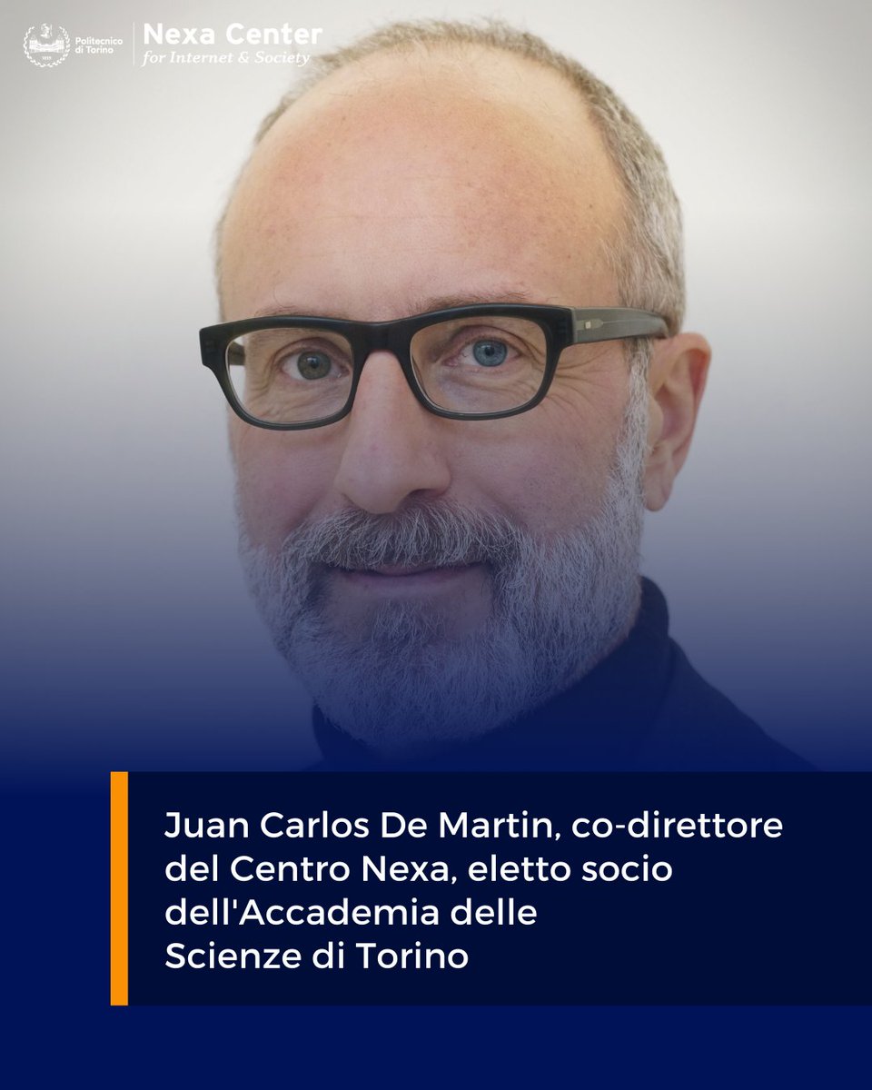 Nexa Center (@nexacenter) on Twitter photo 👉Il co-direttore del Centro Nexa <a href="/demartin/">JuanCarlos De Martin</a> è stato eletto socio di <a href="/ScienzeTo/">Accademia Scienze To</a> per la Classe di Scienze fisiche, matematiche e naturali!
La nomina si aggiunge a quella del Prof. Marco Ricolfi, impegnato dal 2011 come socio per la Classe di Scienze morali, storiche e filologiche 👉Il co-direttore del Centro Nexa <a href="/demartin/">JuanCarlos De Martin</a> è stato eletto socio di <a href="/ScienzeTo/">Accademia Scienze To</a> per la Classe di Scienze fisiche, matematiche e naturali!
La nomina si aggiunge a quella del Prof. Marco Ricolfi, impegnato dal 2011 come socio per la Classe di Scienze morali, storiche e filologiche