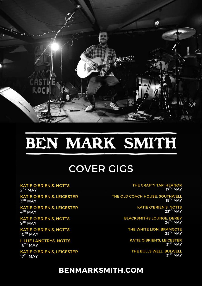 Where you can find me next month attempting to sing country songs and backstreet boys.

DM me or email benmarksmith1@gmail.com if you want some tunes playing (covers or originals)