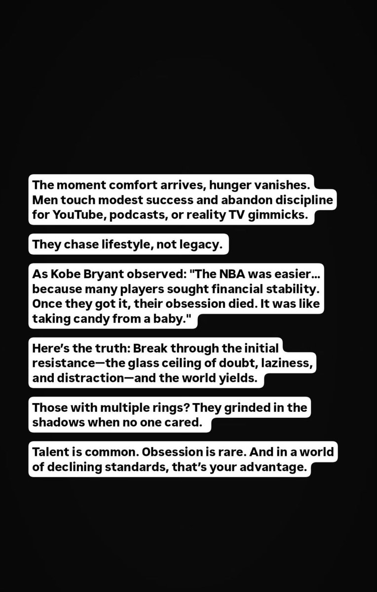 In a world of cowards, be the one that stands out. 

Be the one that does what no one else would, go against everyone.

It’s a marathon not a race. 

Legacy over a temporary lifestyle. 

And whatever it takes. 
Just do it.