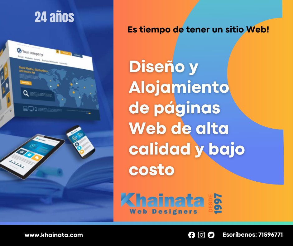 Diseño y hosting Web en Bolivia.   Especializados en Diseño, Desarrollo y Comercio Electrónico desde la web. 

Expertos en WordPress, Intranets y Certificados SSL  

Solicita más información al +591 715 96771  

khainata.com