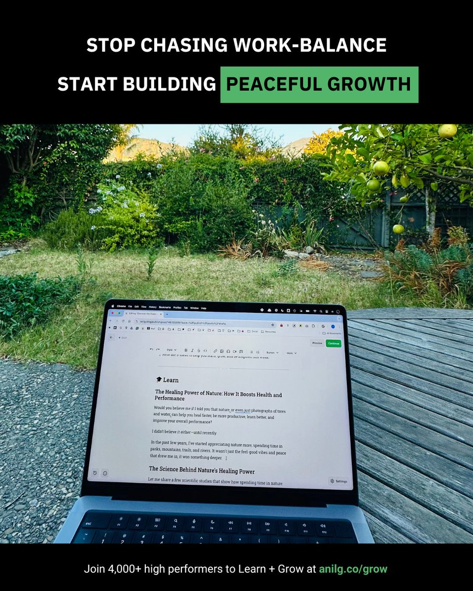 The old idea of work-life balance is broken:

— Clock in at 9
— Log off at 5
— Don’t work on weekends
— Don’t check email on vacation
— Split "work time" and "family time"
— Force relaxation (even when you're buzzing with ideas)

Looks clean on a calendar.
Feels messy in real