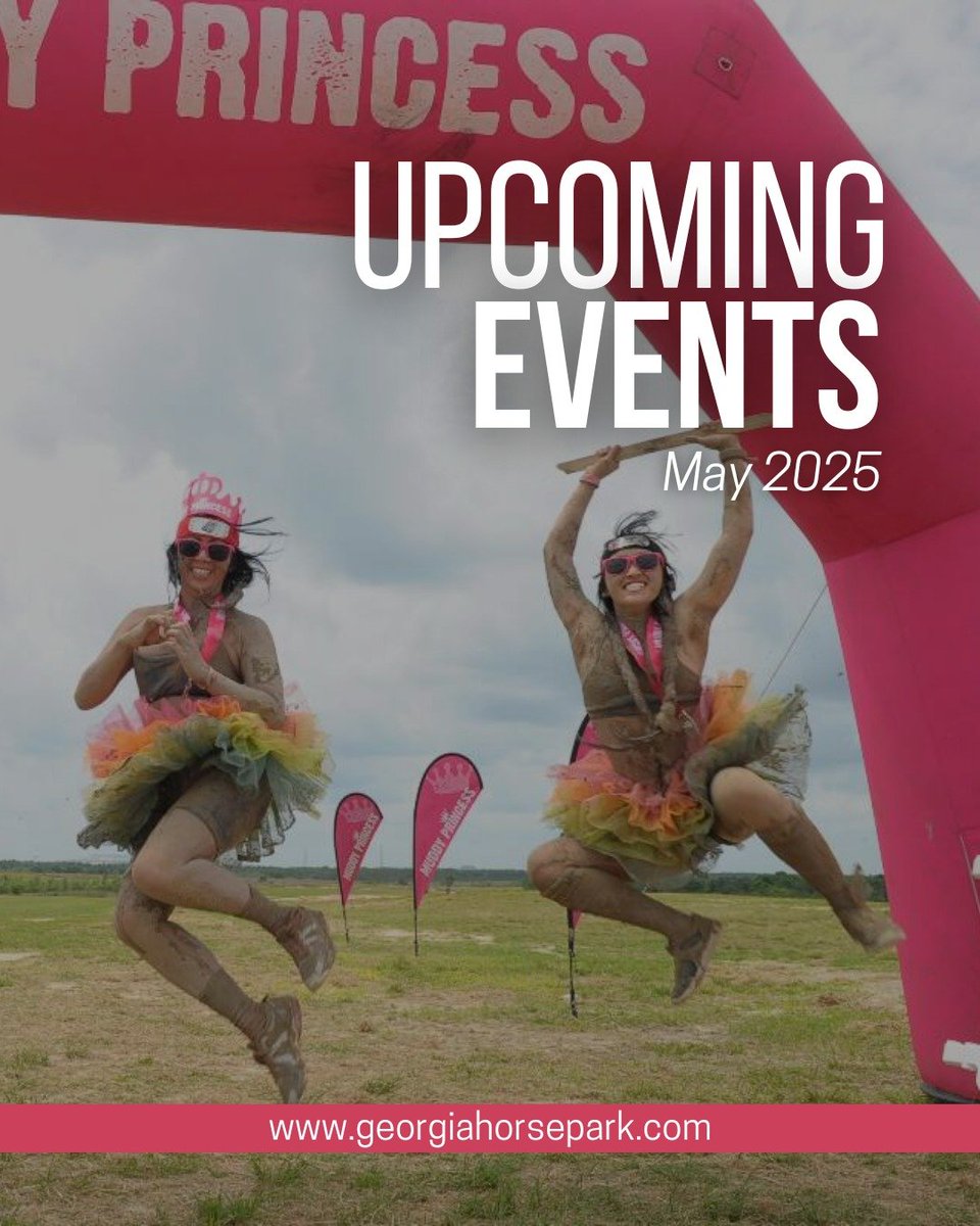 𝐔𝐩𝐜𝐨𝐦𝐢𝐧𝐠 𝐄𝐯𝐞𝐧𝐭𝐬 𝐚𝐭 𝐭𝐡𝐞 GIHP!
📷 Muddy Kids and Muddy Princess – May 3-4
📷 Circle of Friends Dog Agility – May 16–18
📷 North Georgia Live Steamers – May 17
📷 Peach Country Circuit HQHA Horse Show – May 30–June 1
Full calendar at georgiahorsepark.com/p/calendar-of-….