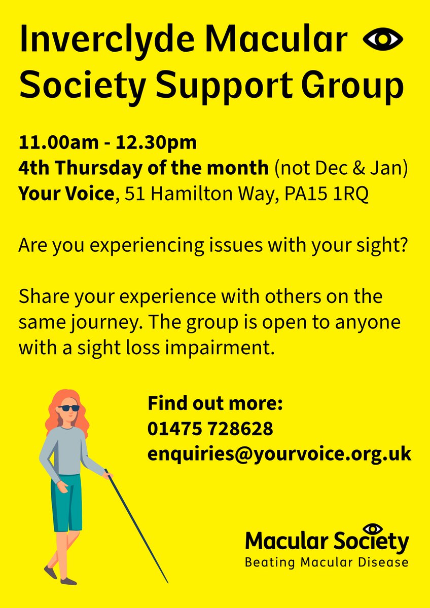 YourVoiceInver's tweet image. Are you experiencing issues with your sight? 💚

Share your experience with others on the same journey 😊

Your Voice
51 Hamilton Way, Greenock PA15 1RQ

01475 728628
enquiries@yourvoice.org.uk

#maculardegeneration #eyesightproblems #eyeproblems